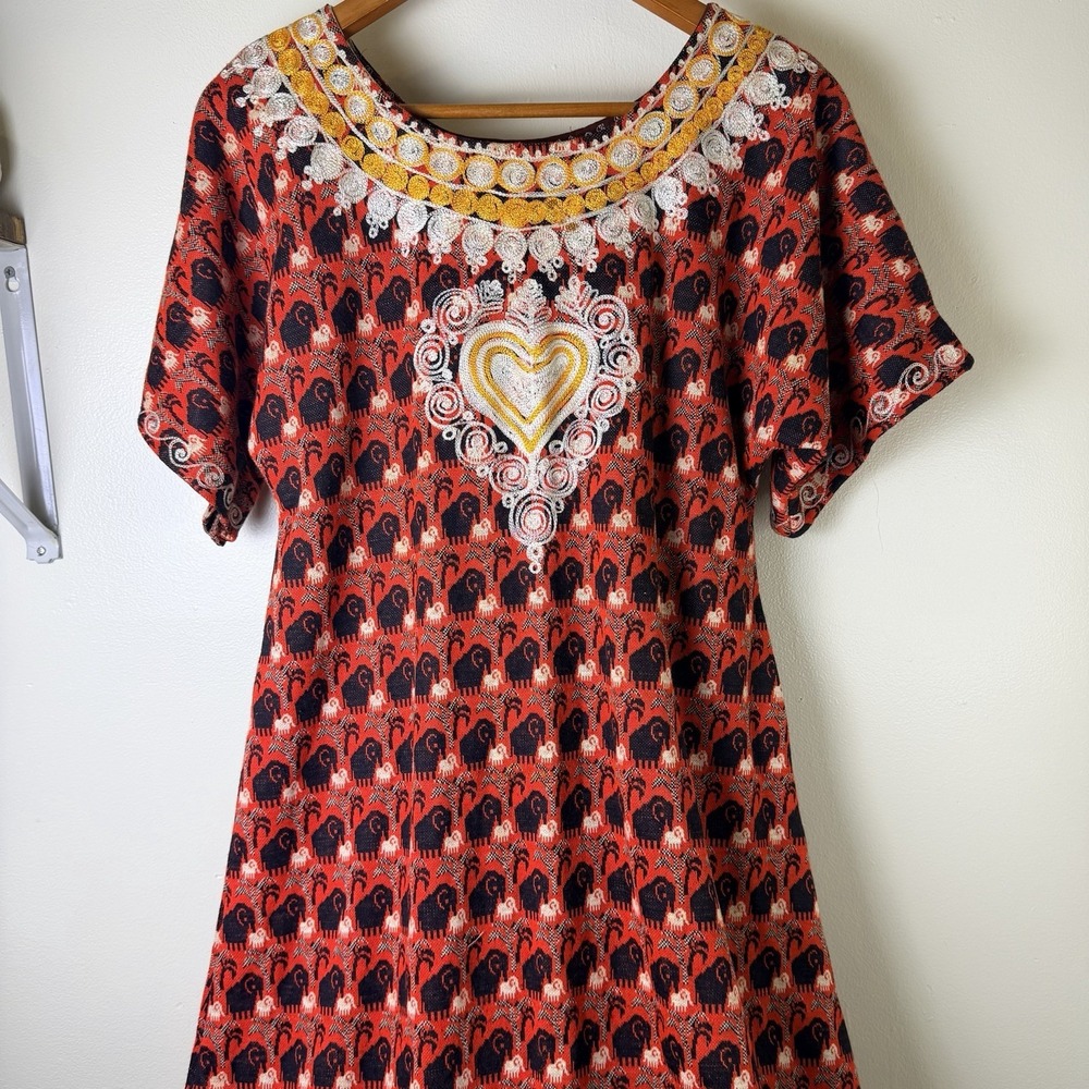 Vintage Embellished Dress African Kanga Print Handmade Heavy Long Dress Ethnic